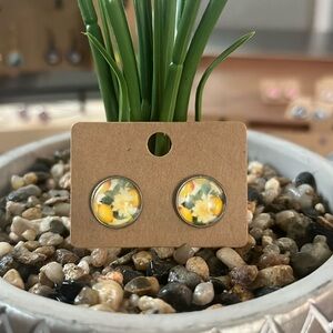 Hand Crafted Lemon Fruit Design Stud Earrings